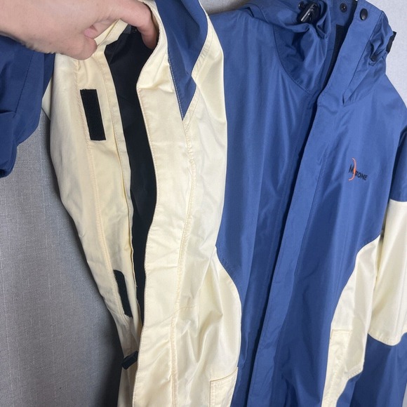 VTG Moonstone Jacket Mens Medium Blue Colorblock Hooded Rain Coat Gortex Vented - Picture 4 of 11